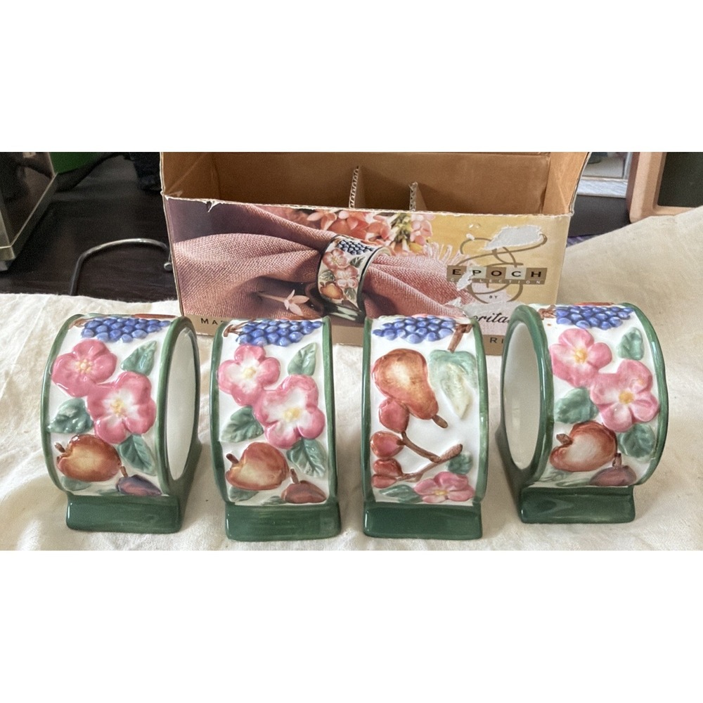 Noritake Napkins Rings Epoch Pattern E801, set of 4, Discontinued Pattern Retire